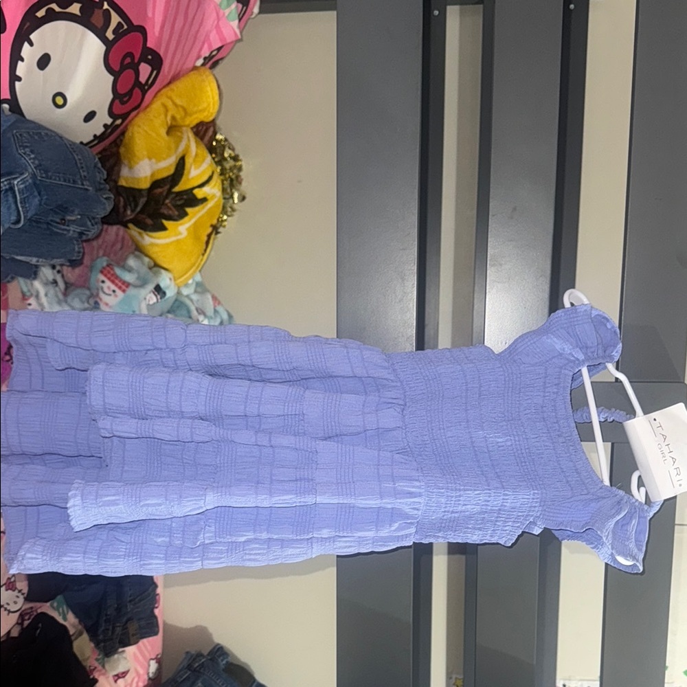 Tahari Blue and Purple Tiered Ruffled Sundress for Prom